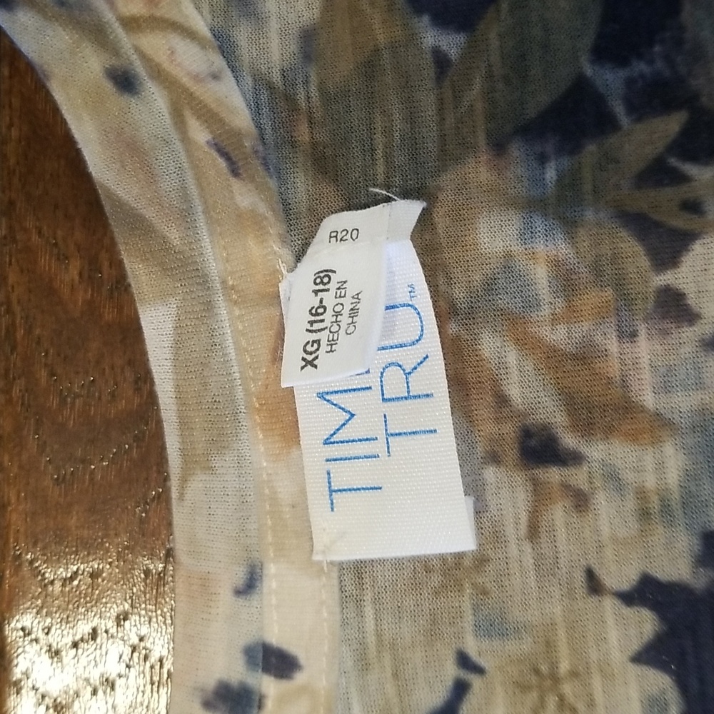 Time and True Blue Rose Print Long Sleeve Top Size 16-18 - Picture 3 of 7